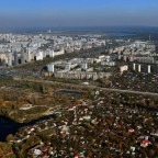 Country house development next to high-rise buildings in Kyiv
