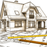 Малюнок будинку олівцем на плані