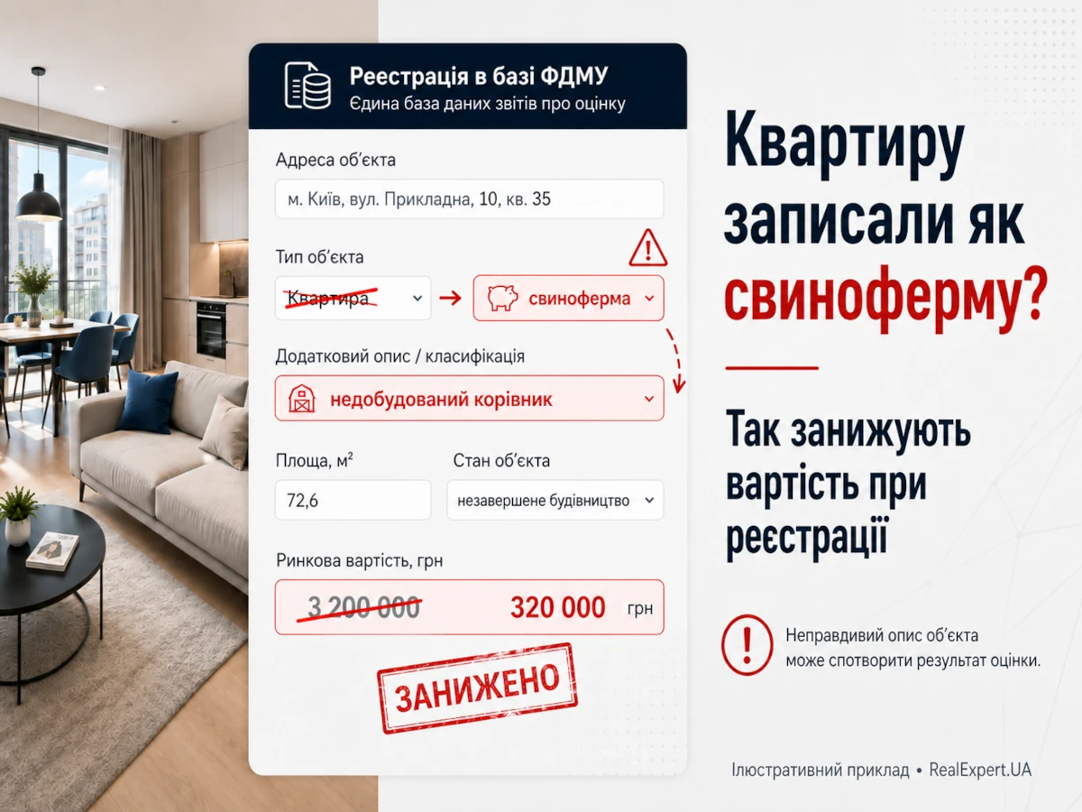 Манипуляция данными при регистрации оценки квартиры в базе ФГИУ